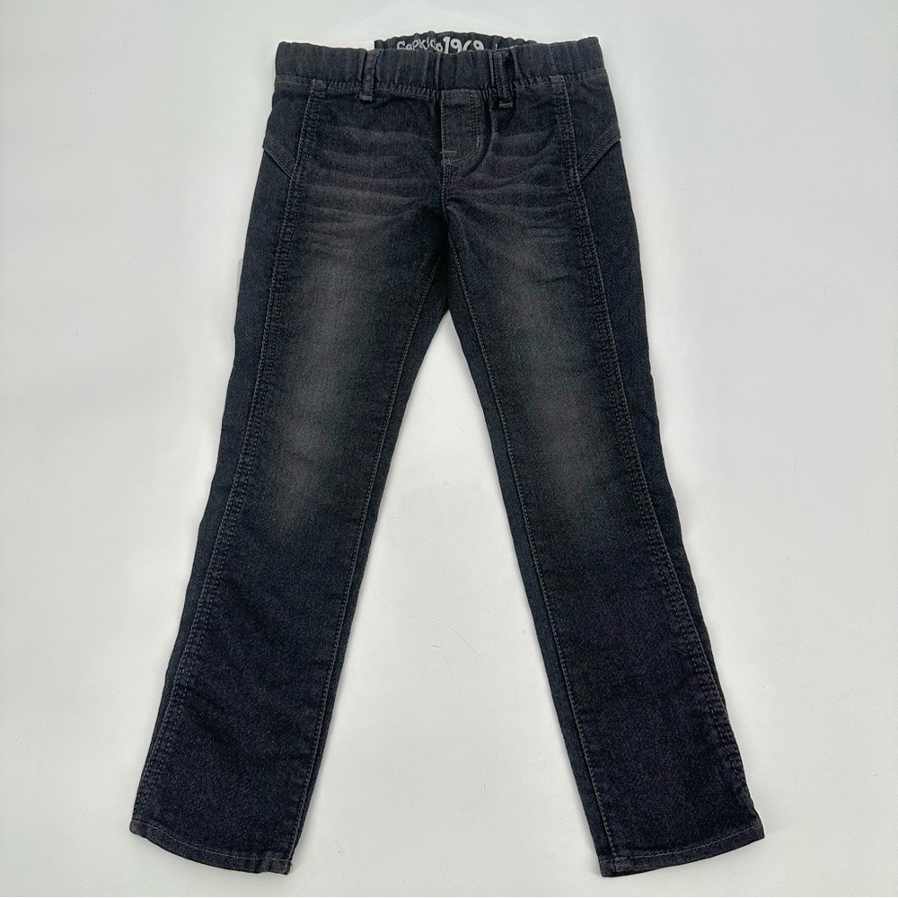 GAP Kids Legging Jean Girls Size 6 Elastic Waist Skinny Stretch Black Knit Denim